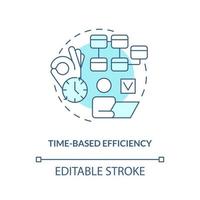 Time-based efficiency turquoise concept icon. Speed complete tasks. Measurement abstract idea thin line illustration. Isolated outline drawing. Editable stroke vector