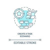 Create task strategy turquoise concept icon. Create usability testing goals abstract idea thin line illustration. Isolated outline drawing. Editable stroke vector