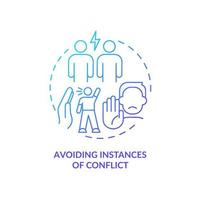 Conflict avoidance blue gradient concept icon. Combat job confrontation. Managing disagreements at workplace abstract idea thin line illustration. Isolated outline drawing vector