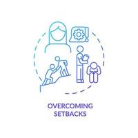 Overcoming setbacks blue gradient concept icon. Deal with work failure. Support and help. Reclaim motivation abstract idea thin line illustration. Isolated outline drawing vector