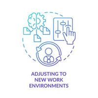 Adjusting to new work environments blue gradient concept icon. Resilience to change at workplace. Adaptation abstract idea thin line illustration. Isolated outline drawing vector