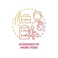 Refraining of work tasks red gradient concept icon. Employees counterproductive behavior. Avoid duties abstract idea thin line illustration. Isolated outline drawing vector
