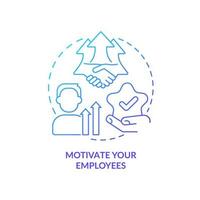 Employee motivation strategy blue gradient concept icon. Increase workforce enthusiasm. Productive leadership abstract idea thin line illustration. Isolated outline drawing vector