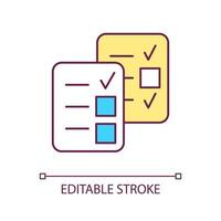 Checklist RGB color icon. Task and to do list. Notes with checkmarks. Business document. Report. Isolated vector illustration. Simple filled line drawing. Editable stroke