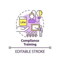 Compliance training concept icon. Employee development programs type abstract idea thin line illustration. Relevant laws. Isolated outline drawing. Editable stroke vector