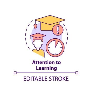 Attention to learning concept icon. Problem with training abstract idea thin line illustration. Struggle to meet deadlines. Isolated outline drawing. Editable stroke vector