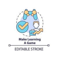 Make learning game concept icon. Building online training program abstract idea thin line illustration. Educational quiz. Isolated outline drawing. Editable stroke vector