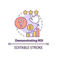 Demonstrating ROI concept icon. Issue with corporate training abstract idea thin line illustration. Measure effectiveness. Isolated outline drawing. Editable stroke vector