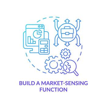 Build market sensing function blue gradient concept icon. Dealing with inflation in business abstract idea thin line illustration. Isolated outline drawing vector