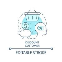Discount customer turquoise concept icon. Loyalty program. Type of business clients abstract idea thin line illustration. Isolated outline drawing. Editable stroke vector