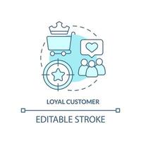 Loyal customers turquoise concept icon. Users experience. Type of clients abstract idea thin line illustration. Isolated outline drawing. Editable stroke vector