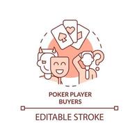 Poker player buyers terracotta concept icon. Best price. Dealing with customers abstract idea thin line illustration. Isolated outline drawing. Editable stroke vector