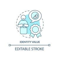 Identity value turquoise concept icon. Personal reputation. Product advantage abstract idea thin line illustration. Isolated outline drawing. Editable stroke vector