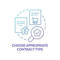 Choose appropriate contract type blue gradient concept icon. Procurement process flow abstract idea thin line illustration. E commerce. Isolated outline drawing vector