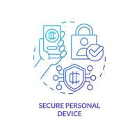 Secure personal device blue gradient concept icon. Use strong antivirus. Crypto wallet security abstract idea thin line illustration. Isolated outline drawing vector