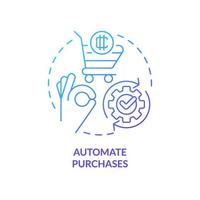 Automate purchases blue gradient concept icon. Build schedule algorithm. Cryptocurrency tip abstract idea thin line illustration. Isolated outline drawing vector