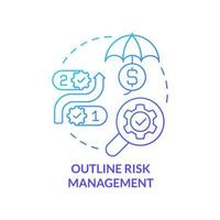 Outline risk management blue gradient concept icon. Step of procurement process abstract idea thin line illustration. Action plan. Risks analysis. Isolated outline drawing vector