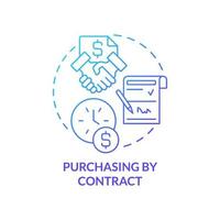 Purchasing by contract blue gradient concept icon. Purchase order in business abstract idea thin line illustration. Contractual relation. Isolated outline drawing vector