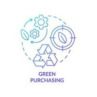 Green purchasing blue gradient concept icon. Procurement strategy abstract idea thin line illustration. Environmentally preferable buy. Isolated outline drawing vector