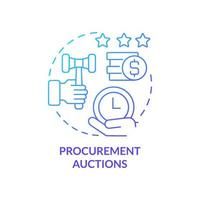 Procurement auctions blue gradient concept icon. Sourcing strategy example abstract idea thin line illustration. Competitive market. Buying goods. Isolated outline drawing vector