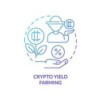 Crypto yield farming blue gradient concept icon. Passive income. Way to make money on cryptocurrency abstract idea thin line illustration. Isolated outline drawing vector