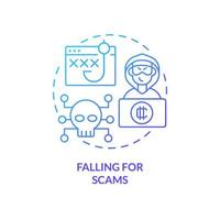 Falling for scams blue gradient concept icon. Beware of frauds. Risks. Common crypto mistake abstract idea thin line illustration. Isolated outline drawing vector