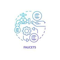 Faucets blue gradient concept icon. Get free tokens by completing tasks. Make money on crypto abstract idea thin line illustration. Isolated outline drawing vector