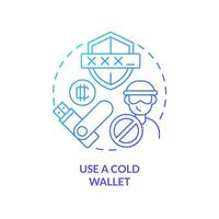 Use cold wallet blue gradient concept icon. Hardware for trader safety. Cryptocurrency security abstract idea thin line illustration. Isolated outline drawing vector