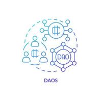 DAOs blue gradient concept icon. Decentralized autonomous organization. Way to make money on crypto abstract idea thin line illustration. Isolated outline drawing vector