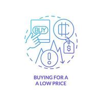 Buying for low price blue gradient concept icon. Digital currency trade. Common crypto mistake abstract idea thin line illustration. Isolated outline drawing vector