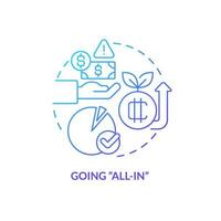 Going all in blue gradient concept icon. Cryptocurrency trader fail. Common crypto mistake abstract idea thin line illustration. Isolated outline drawing vector