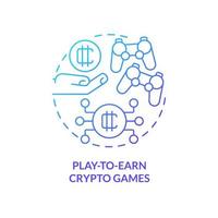 Play to earn crypto games blue gradient concept icon. Digital coins. Way to make money on cryptocurrency abstract idea thin line illustration. Isolated outline drawing vector