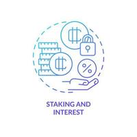 Staking and interest blue gradient concept icon. Earn passive income. Way to make money on crypto abstract idea thin line illustration. Isolated outline drawing vector