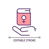 Protect women rights RGB color icon. Female empowerment benefits. Equal abilities support. Isolated vector illustration. Simple filled line drawing. Editable stroke