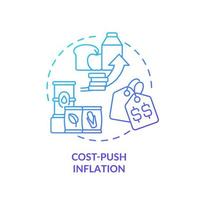 Cost push inflation blue gradient concept icon. Food products price increasing. Inflation type abstract idea thin line illustration. Isolated outline drawing vector