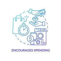 Encourages spending blue gradient concept icon. Stock up on goods. Purchasing power. Effect of inflation abstract idea thin line illustration. Isolated outline drawing vector