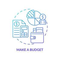 Make budget blue gradient concept icon. Planning expenditures. Protecting money during inflation abstract idea thin line illustration. Isolated outline drawing vector