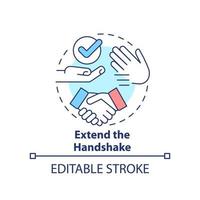 Extend handshake concept icon. Keep hands clean. Common business event etiquette rule abstract idea thin line illustration. Isolated outline drawing. Editable stroke vector