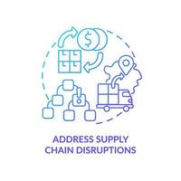 Address supply chain disruptions blue gradient concept icon. Dealing with inflation in business abstract idea thin line illustration. Isolated outline drawing vector