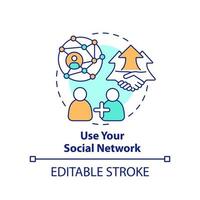 Use your social network concept icon. Increasing business meeting attendance abstract idea thin line illustration. Isolated outline drawing. Editable stroke vector