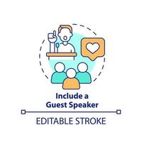 Include guest speaker concept icon. Increasing business meeting attendance abstract idea thin line illustration. Isolated outline drawing. Editable stroke vector