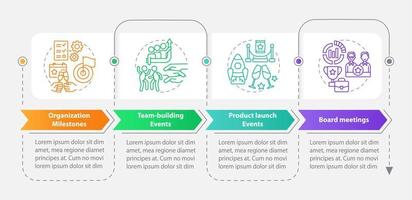 Types of corporate events rectangle infographic template. Company. Data visualization with 4 steps. Editable timeline info chart. Workflow layout with line icons vector