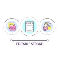 Setting rules for happy relationship loop concept icon. Healthy communication abstract idea thin line illustration. Establish boundaries. Isolated outline drawing. Editable stroke vector