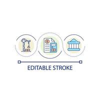 Calculate construction expenses loop concept icon. Building project budget. Finance abstract idea thin line illustration. Isolated outline drawing. Editable stroke vector