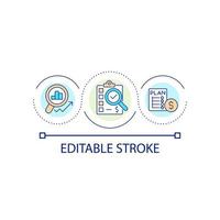 Financial analysis of project loop concept icon. Control of expenses. Business plan study abstract idea thin line illustration. Isolated outline drawing. Editable stroke vector