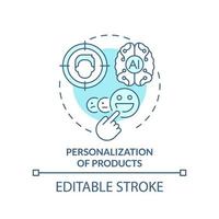 Personalization of products turquoise concept icon. Benefit of AI in business abstract idea thin line illustration. Isolated outline drawing. Editable stroke vector