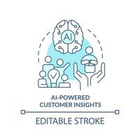 AI powered customer insights turquoise concept icon. Technology in marketing abstract idea thin line illustration. Isolated outline drawing. Editable stroke vector