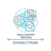 Email content creation turquoise concept icon. AI integration in marketing abstract idea thin line illustration. Isolated outline drawing. Editable stroke vector