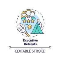 Executive retreats concept icon. Informal communication. Type of corporate events abstract idea thin line illustration. Isolated outline drawing. Editable stroke vector