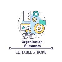 Organization milestones concept icon. Company anniversary. Type of corporate events abstract idea thin line illustration. Isolated outline drawing. Editable stroke vector